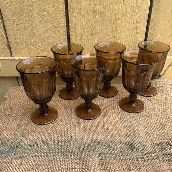 Vintage Smokey Quart Set Drinking Glasses Wedding